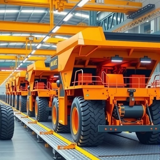 运载悍将！105吨电动矿山宽体自卸车批量下线_创启达优科机械